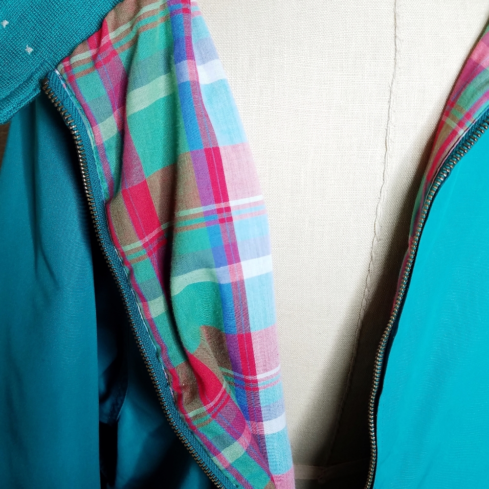 Eddie Bauer VTG Teal Plaid Lined Soft Shell Jacket - Picture 3 of 5